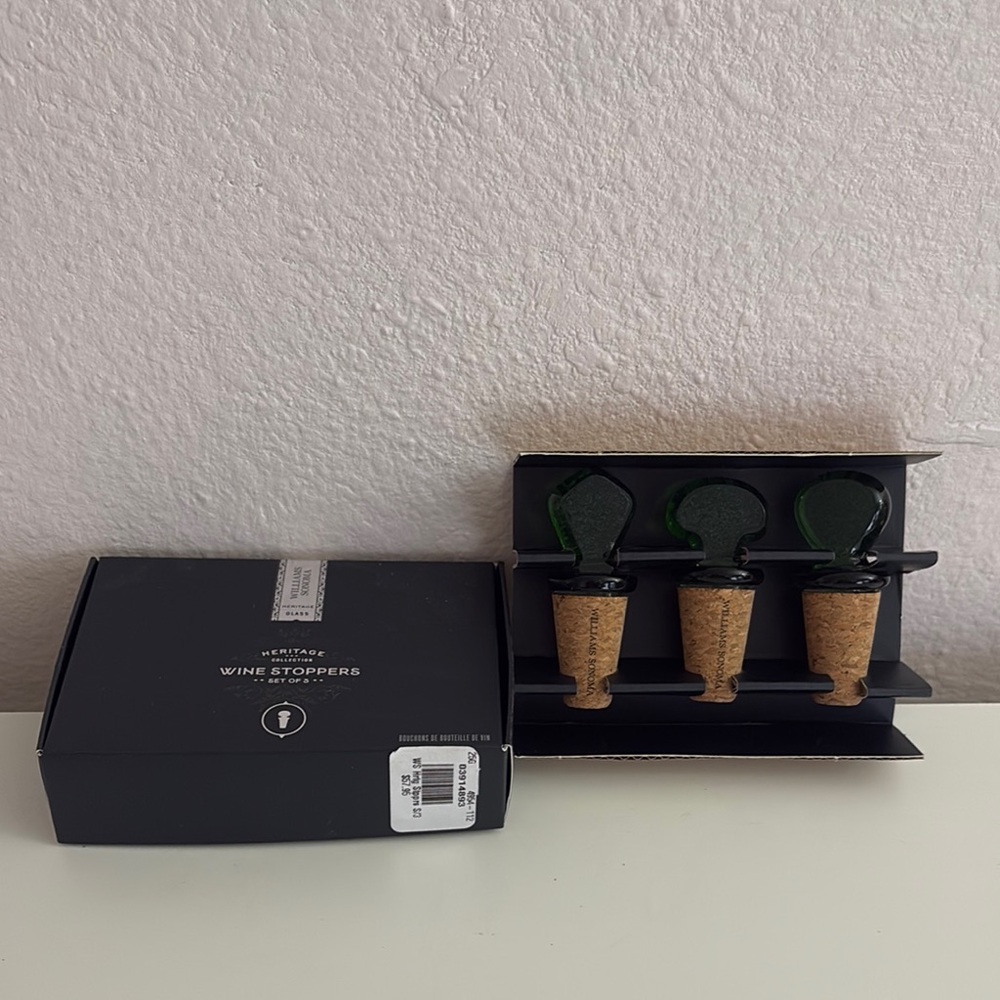 Heritage Green Cork Wine Stoppers - Set of 3  Williams Sonoma